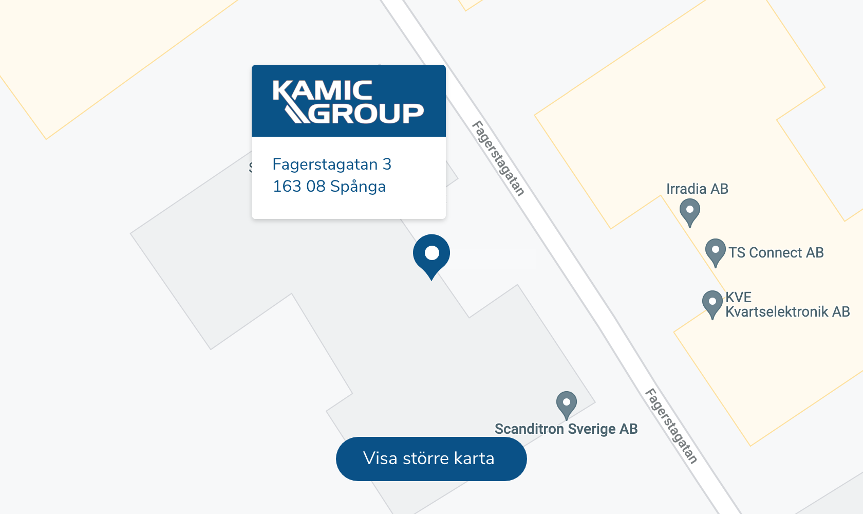 Karta över området där KAMIC Groups huvudkontor ligger