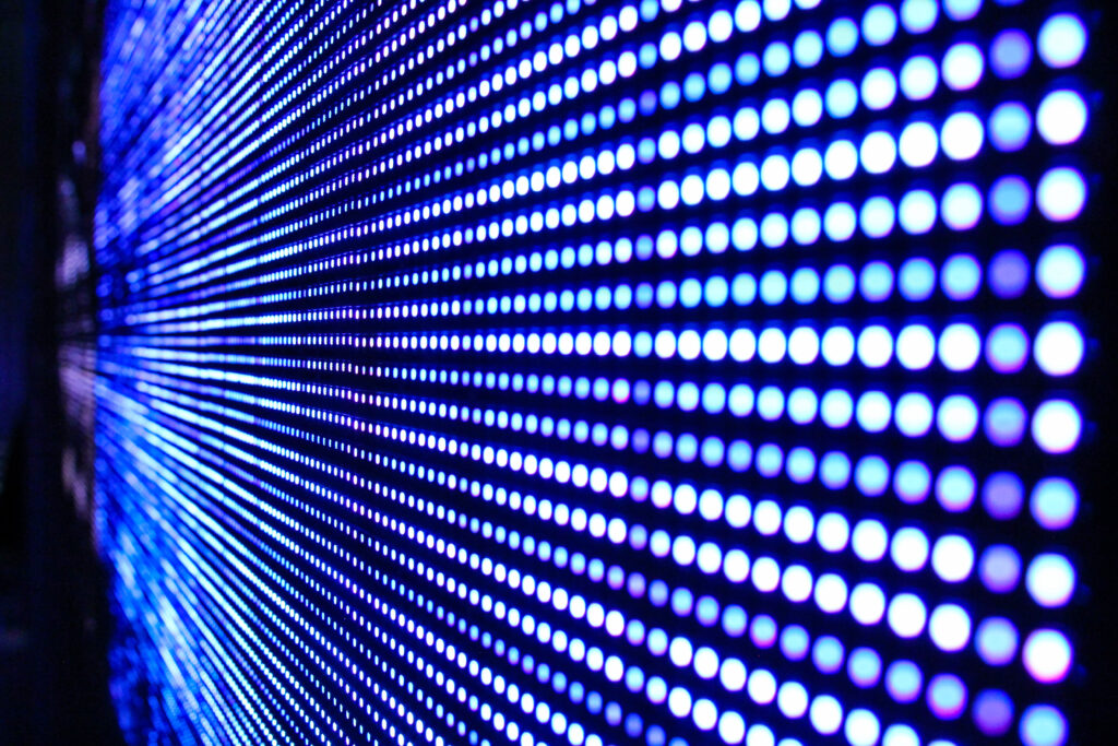 Abstract pattern with LED lights in blue