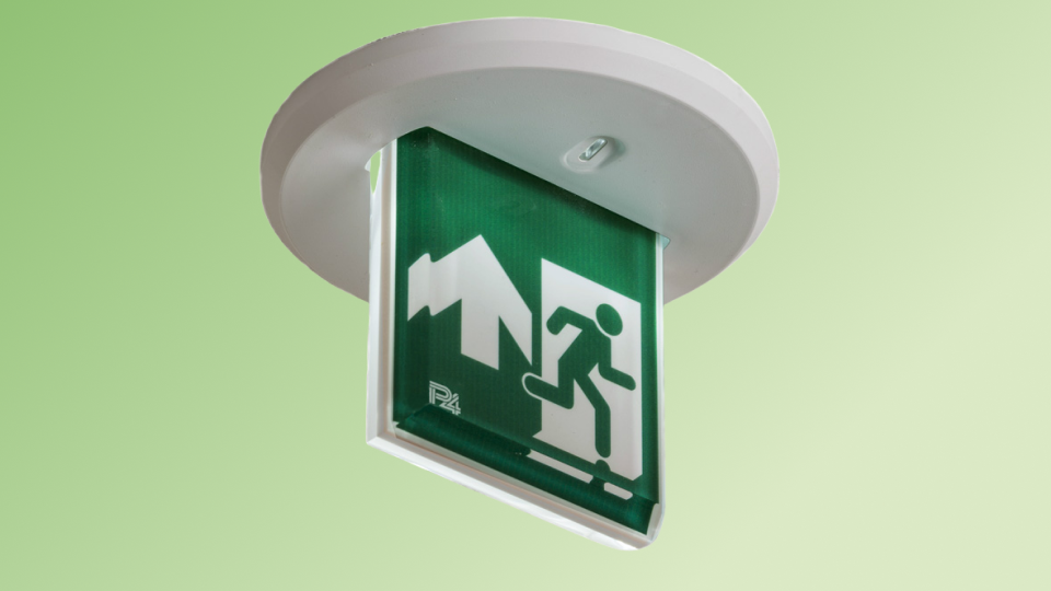 Ceiling-mounted emergency exit sign