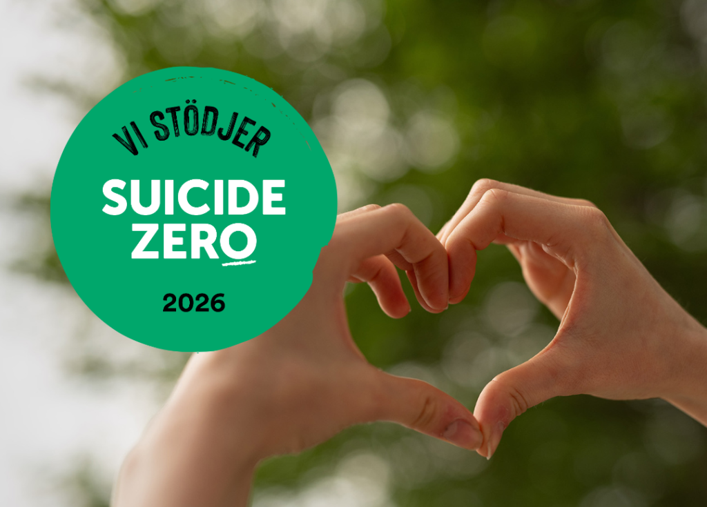 Photo of two hands forming the ‘heart’ sign and the SuicideZero logo